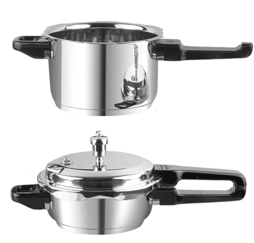 Vinod Sandwich Bottom Stainless Steel Pressure Cooker Combo Set of 2 with common Lid | 3.5 Litre and 5 Litre | Induction and Gas Base | ISI and CE Certified | 2 Year Warranty